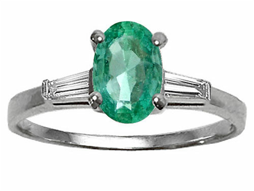 Tommaso Design Genuine Emerald Engagement Ring