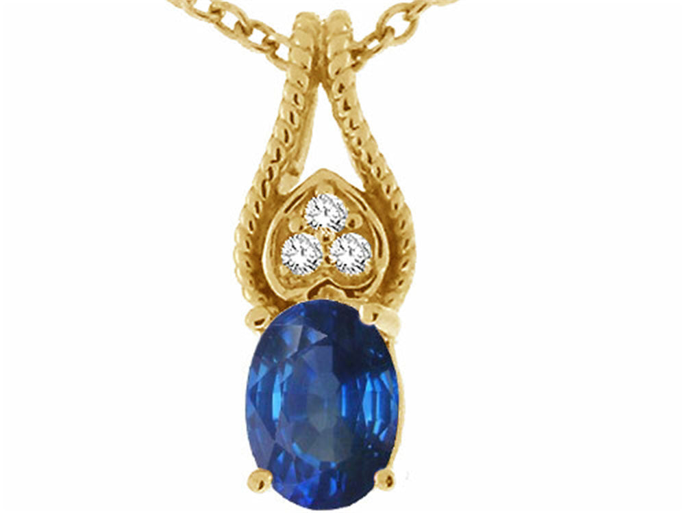 Tommaso Design™ Oval 7x5mm Genuine Sapphire Pendant Necklace