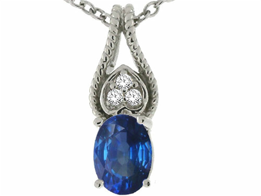 Tommaso Design™ Oval 7x5mm Genuine Sapphire Pendant Necklace
