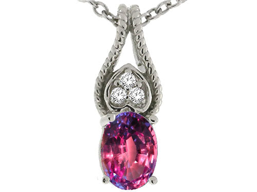 Tommaso Design Oval 7x5mm Simulated Alexandrite Pendant Necklace