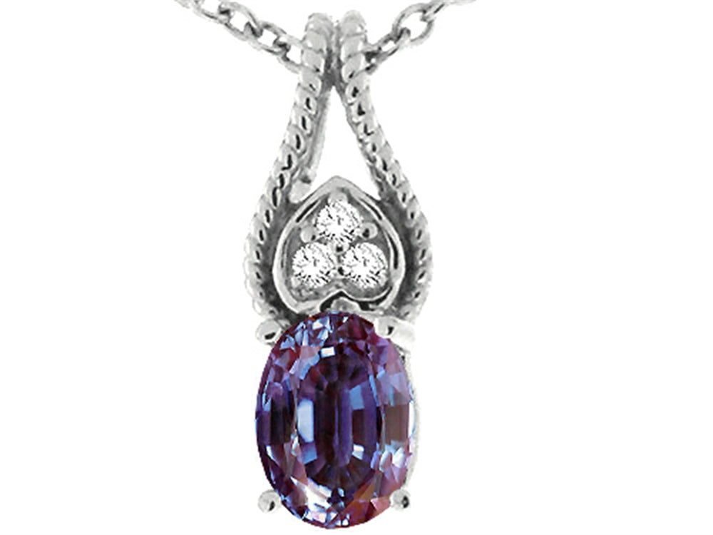 Tommaso Design Oval 7x5mm Simulated Alexandrite Pendant Necklace