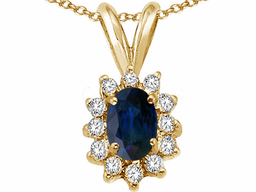 Tommaso Design™ Oval 7x5mm Genuine Sapphire Pendant Necklace