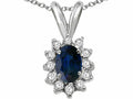 Tommaso Design Oval 7x5mm Genuine Sapphire Pendant Necklace