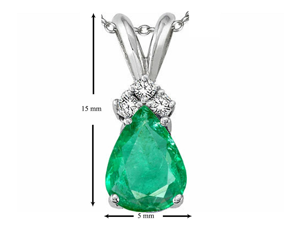 Tommaso Design Pear Shape Genuine Emerald Pendant Necklace