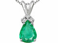 Tommaso Design Pear Shape Genuine Emerald Pendant Necklace