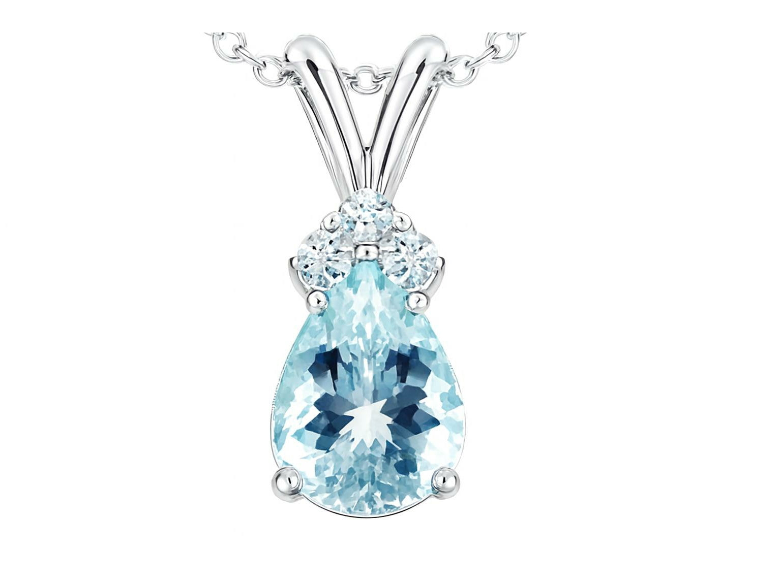 Tommaso Design Genuine Aquamarine Pendant Necklace