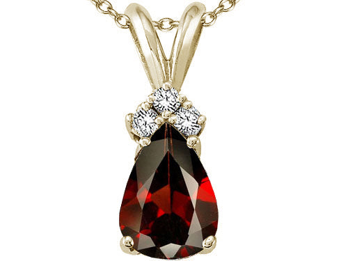 Tommaso Design™ Pear Shape 8x6mm Genuine Garnet Pendant Necklace