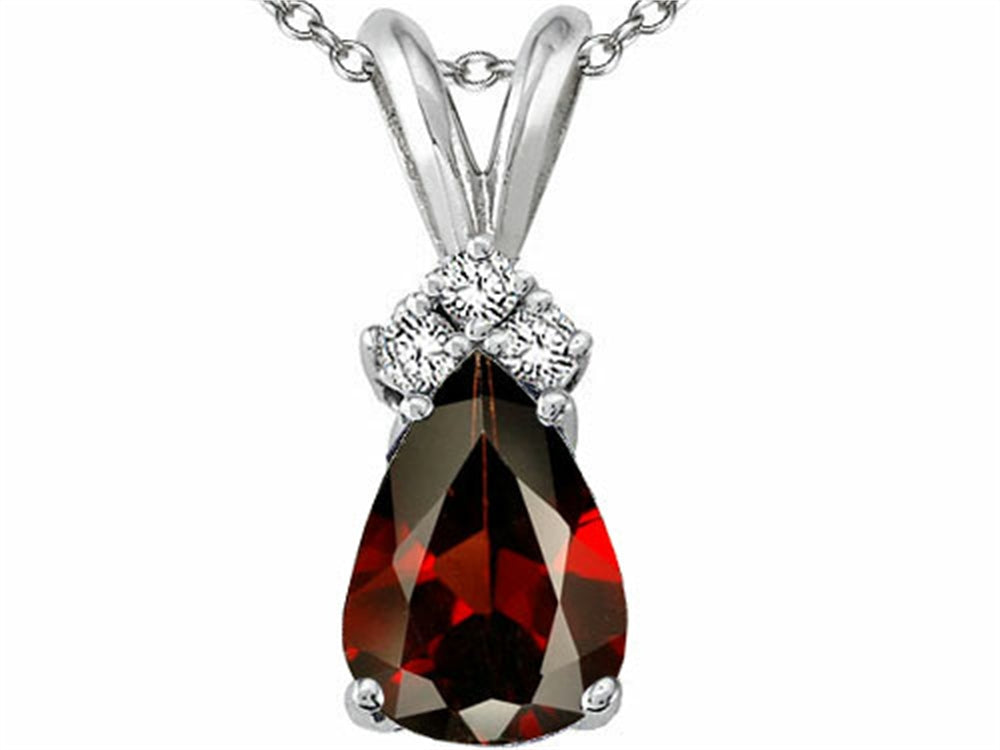 Tommaso Design™ Pear Shape 8x6mm Genuine Garnet Pendant Necklace