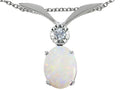 Tommaso Design Oval 7x5 mm Genuine Opal Pendant Necklace
