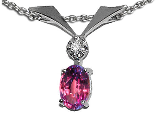 Tommaso Design Oval 7x5mm Simulated Alexandrite Pendant Necklace