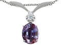 Tommaso Design Oval 7x5mm Simulated Alexandrite Pendant Necklace