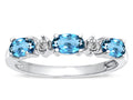 Tommaso Design Oval 5x3mm Genuine Blue Topaz three stone oval band