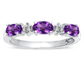 Tommaso Design Genuine Amethyst three stone oval band