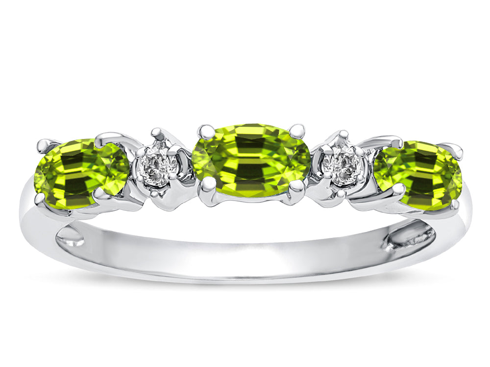 Tommaso Design Oval 5x3mm Genuine Peridot three stone oval band