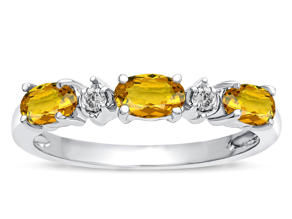 Tommaso Design Oval 5x3mm Genuine Citrine three stone oval band