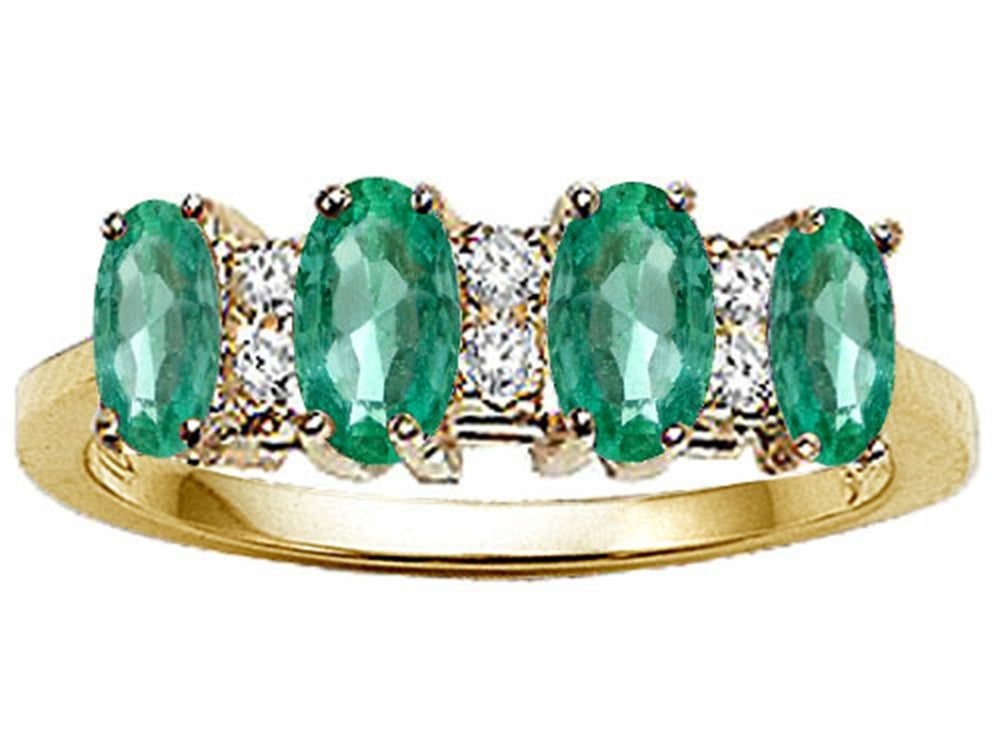 Tommaso Design Genuine 4 Stone Emerald Band