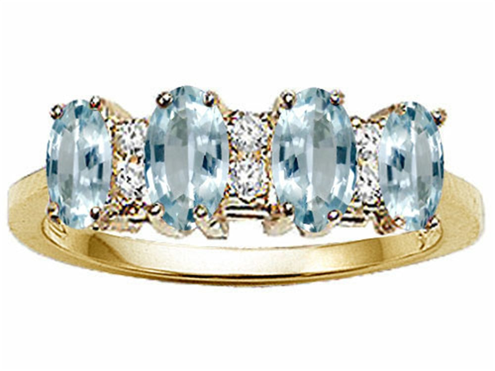 Tommaso Design Genuine 4 Stone Aquamarine Band