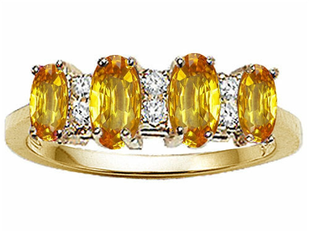 Tommaso Design Oval 5x3mm Genuine 4 Stone Citrine Band