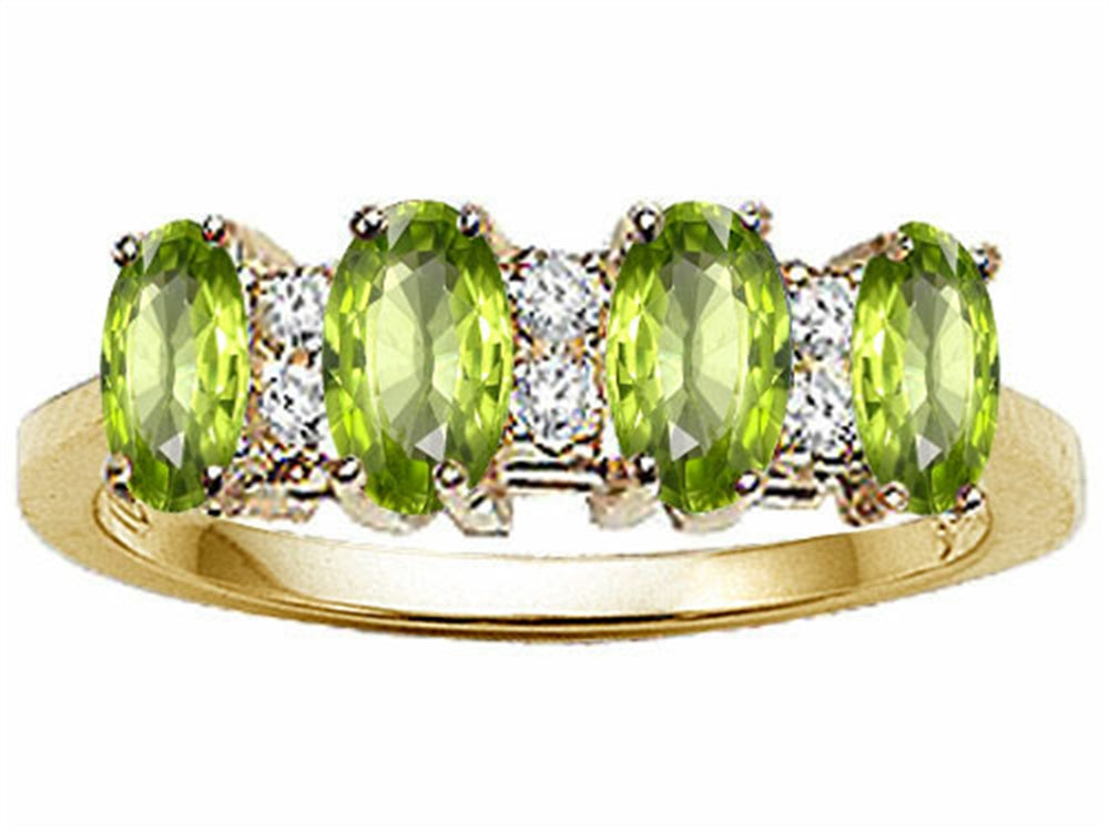 Tommaso Design Oval 5x3mm Genuine 4 Stone Peridot Band