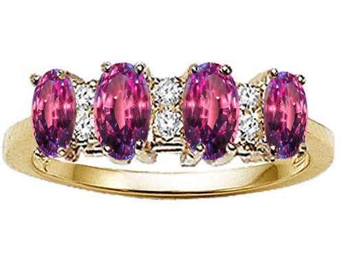 Tommaso Design Oval 5x3mm 4 Stone Simulated Alexandrite Ring