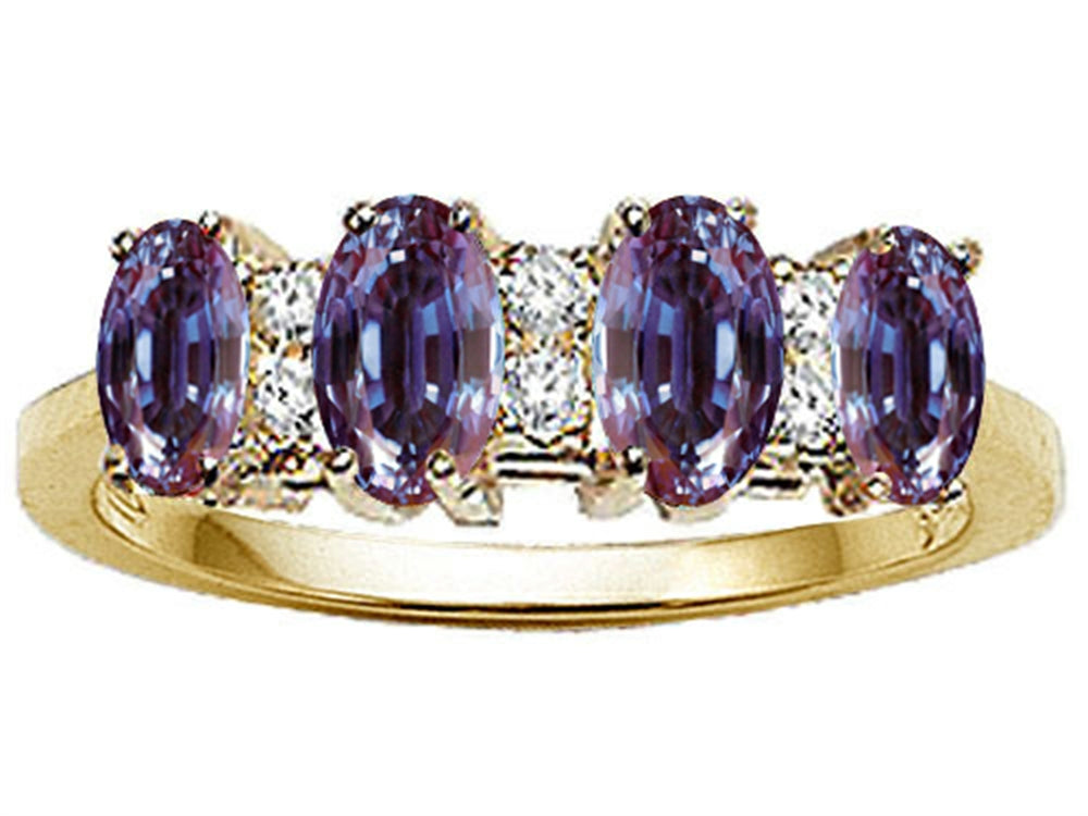 Tommaso Design Oval 5x3mm 4 Stone Simulated Alexandrite Ring