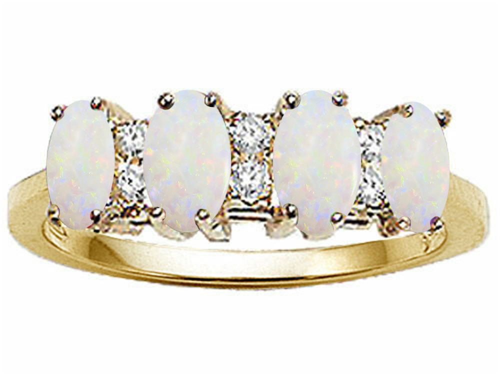 Tommaso Design Genuine 4 Stone Opal Ring / Band