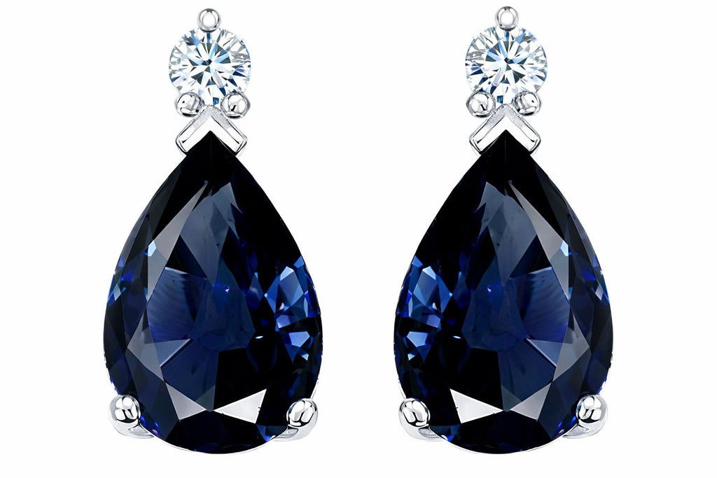 Tommaso Design Pear Shape 8x6mm Genuine Sapphire Earrings