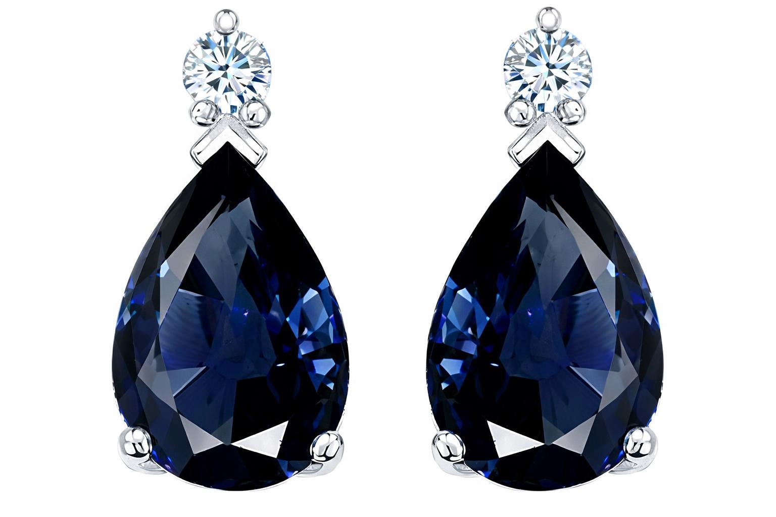 Tommaso Design Pear Shape 8x6mm Genuine Sapphire Earrings