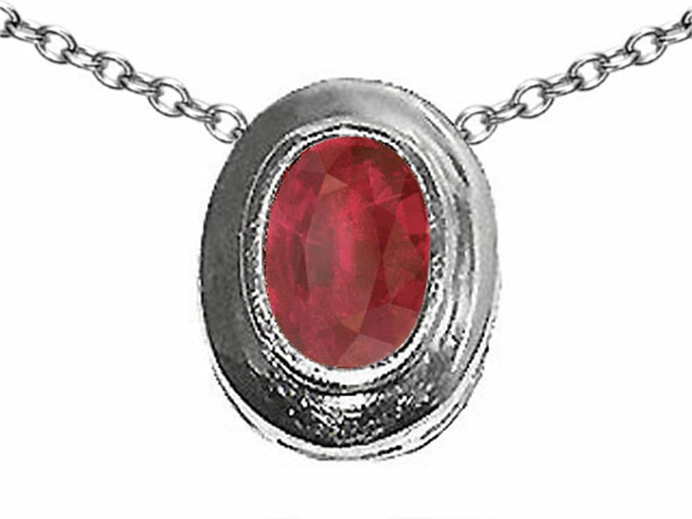 Tommaso Design Genuine Oval Ruby Pendant Necklace