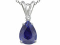 Tommaso Design Pear Shape 8x6mm Genuine Sapphire Pendant Necklace