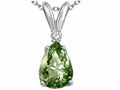 Tommaso Design Pear Shape 8x6mm Genuine Green Sapphire Pendant Necklace