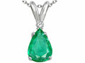 Tommaso Design Pear Shape 8x6mm Genuine Emerald Pendant Necklace
