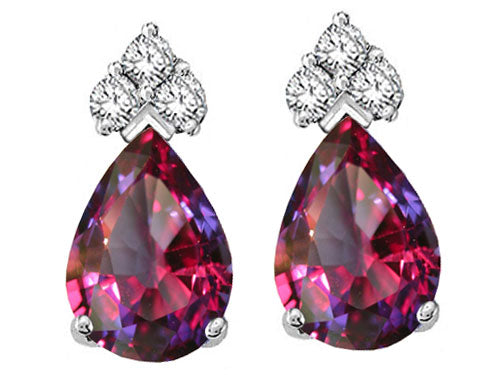 Tommaso Design Pear Shape 7x5 mm Simulated Alexandrite Earrings