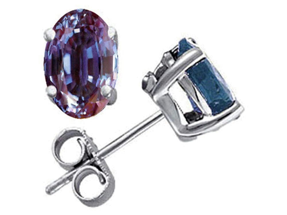 Tommaso Design Oval 7x5mm Simulated Alexandrite Earrings Studs