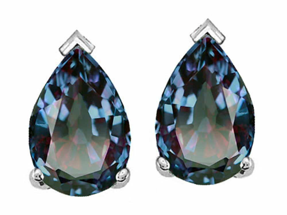 Tommaso Design Pear Shape 7x5mm Simulated Alexandrite Earrings