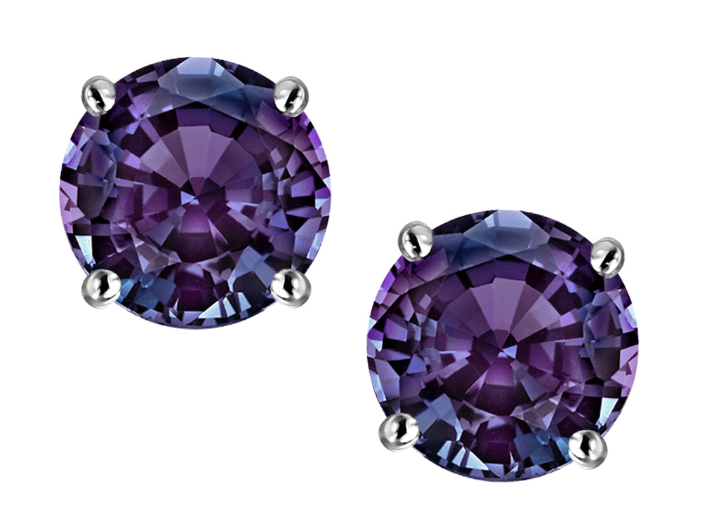 Star K Round 6mm Simulated Alexandrite Classic Screw Back Stud Earrings