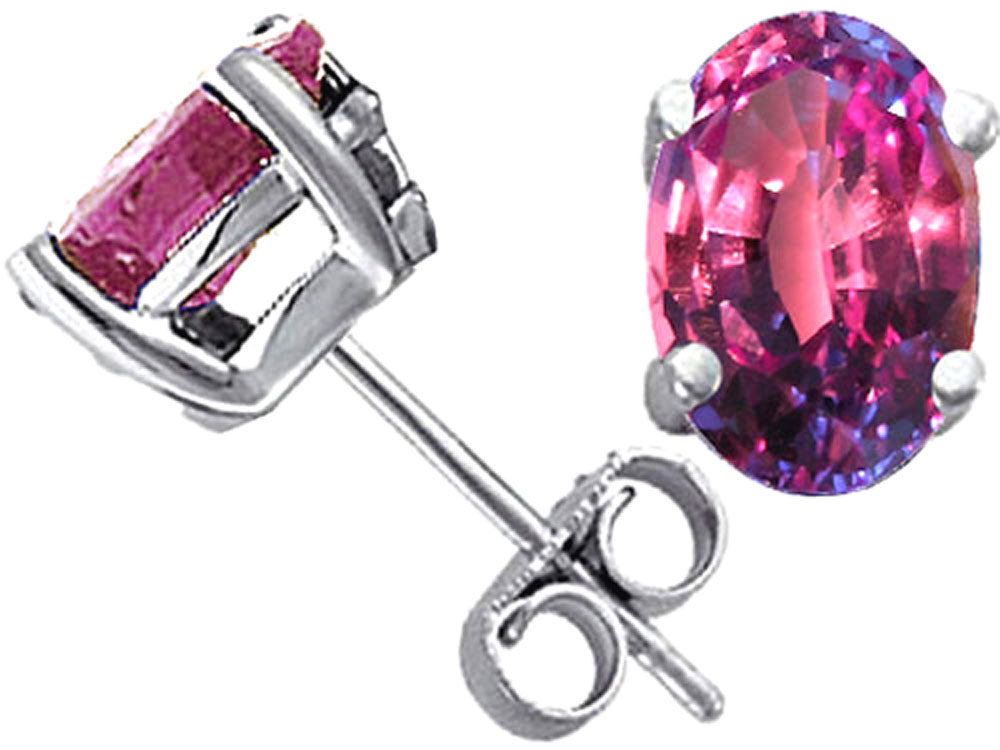 Tommaso Design Oval 8x6mm Simulated Alexandrite Earrings Studs