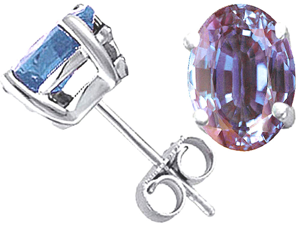 Tommaso Design Oval 8x6mm Simulated Alexandrite Earrings Studs