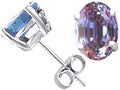 Tommaso Design Oval 8x6mm Simulated Alexandrite Earrings Studs