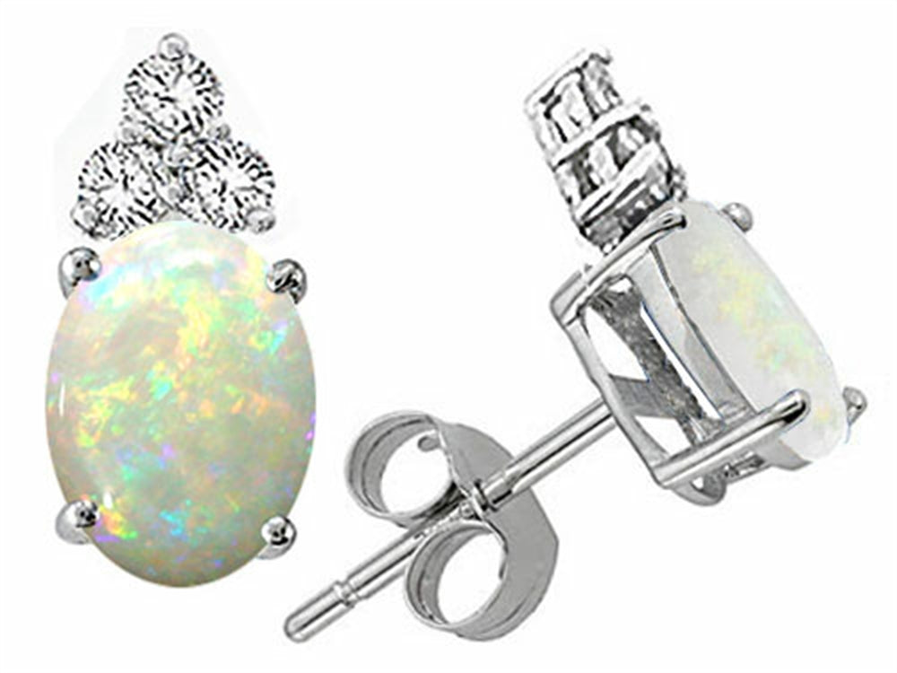 Tommaso Design Oval 7x5mm Genuine Opal Earrings