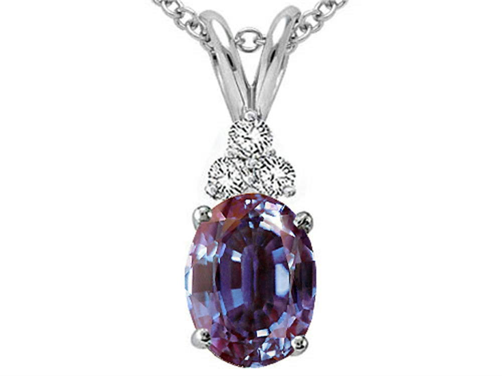 Tommaso Design Oval 7x5mm Simulated Alexandrite Pendant Necklace