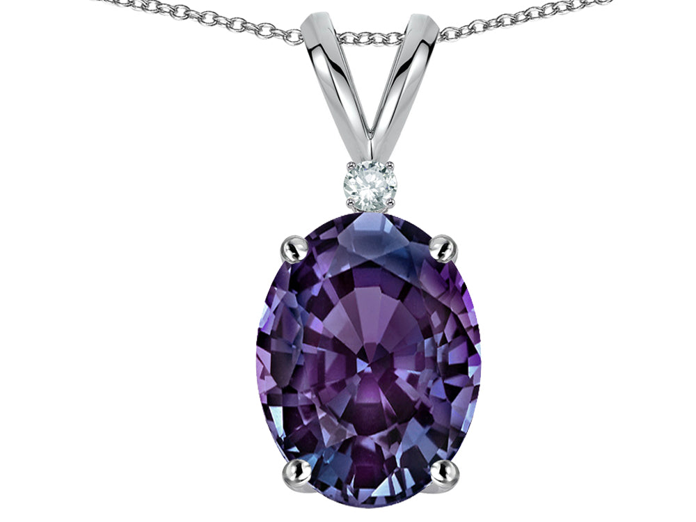 Star K Oval 8x6mm Simulated Alexandrite Rabbit Ear Pendant Necklace