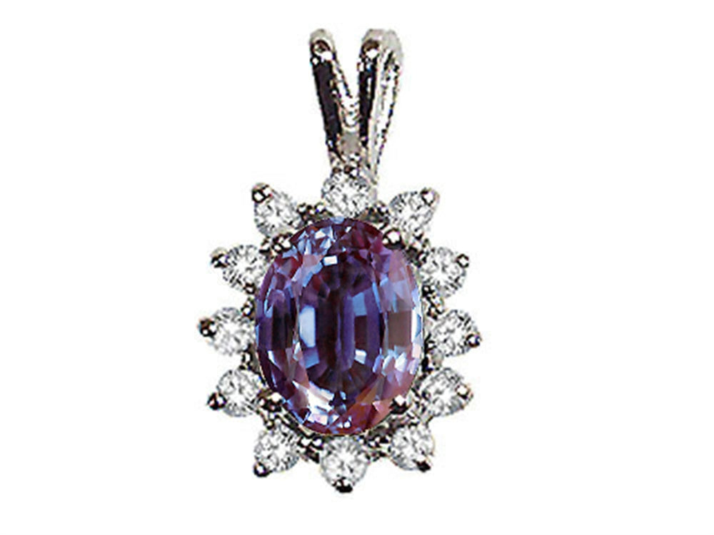 Tommaso Design Oval 8x6 mm Simulated Alexandrite Pendant Necklace