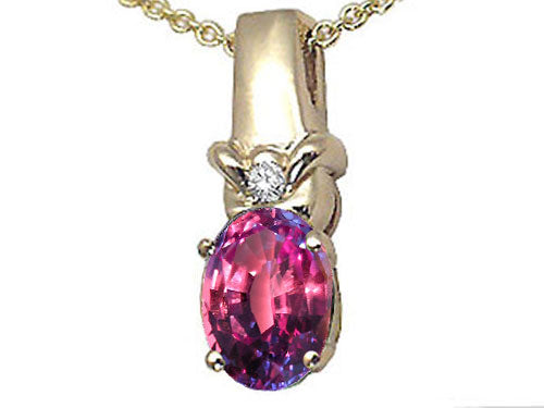 Tommaso Design Oval 8x6 mm Simulated Alexandrite Pendant Necklace