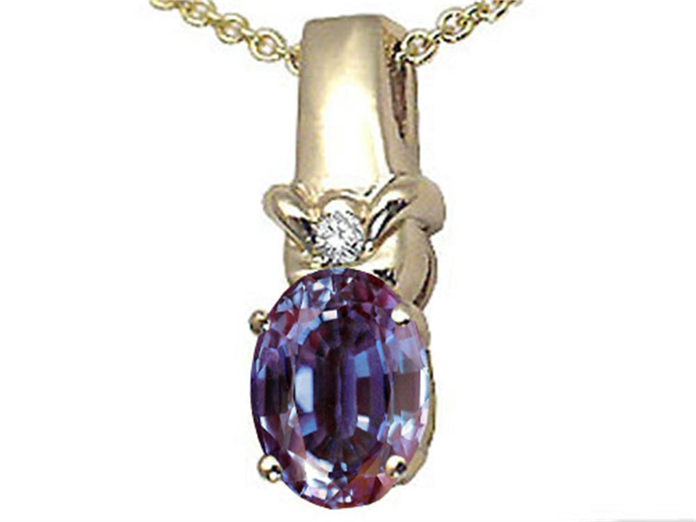 Tommaso Design Oval 8x6 mm Simulated Alexandrite Pendant Necklace