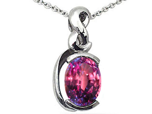 Tommaso Design Oval 9x7mm Simulated Alexandrite Pendant Necklace