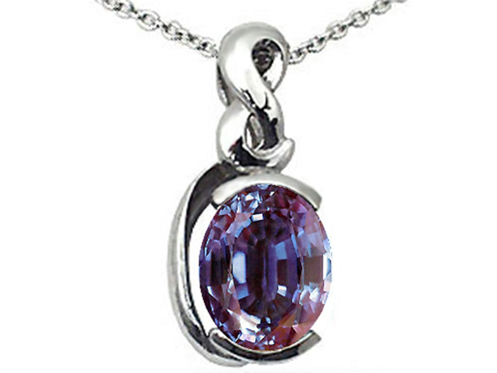Tommaso Design Oval 9x7mm Simulated Alexandrite Pendant Necklace