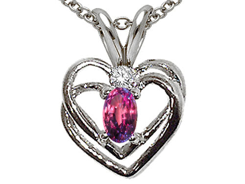 Tommaso Design Oval 5x3 mm Simulated Alexandrite Heart Pendant Necklace