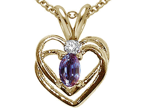 Tommaso Design Oval 5x3 mm Simulated Alexandrite Heart Pendant Necklace