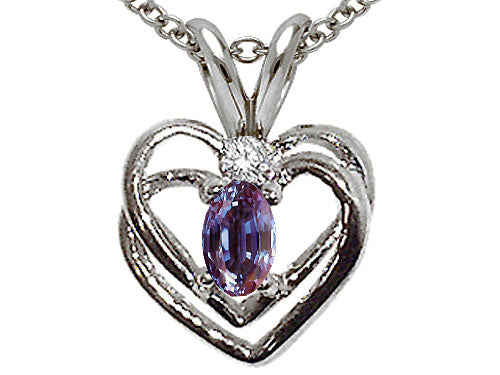 Tommaso Design Oval 5x3 mm Simulated Alexandrite Heart Pendant Necklace